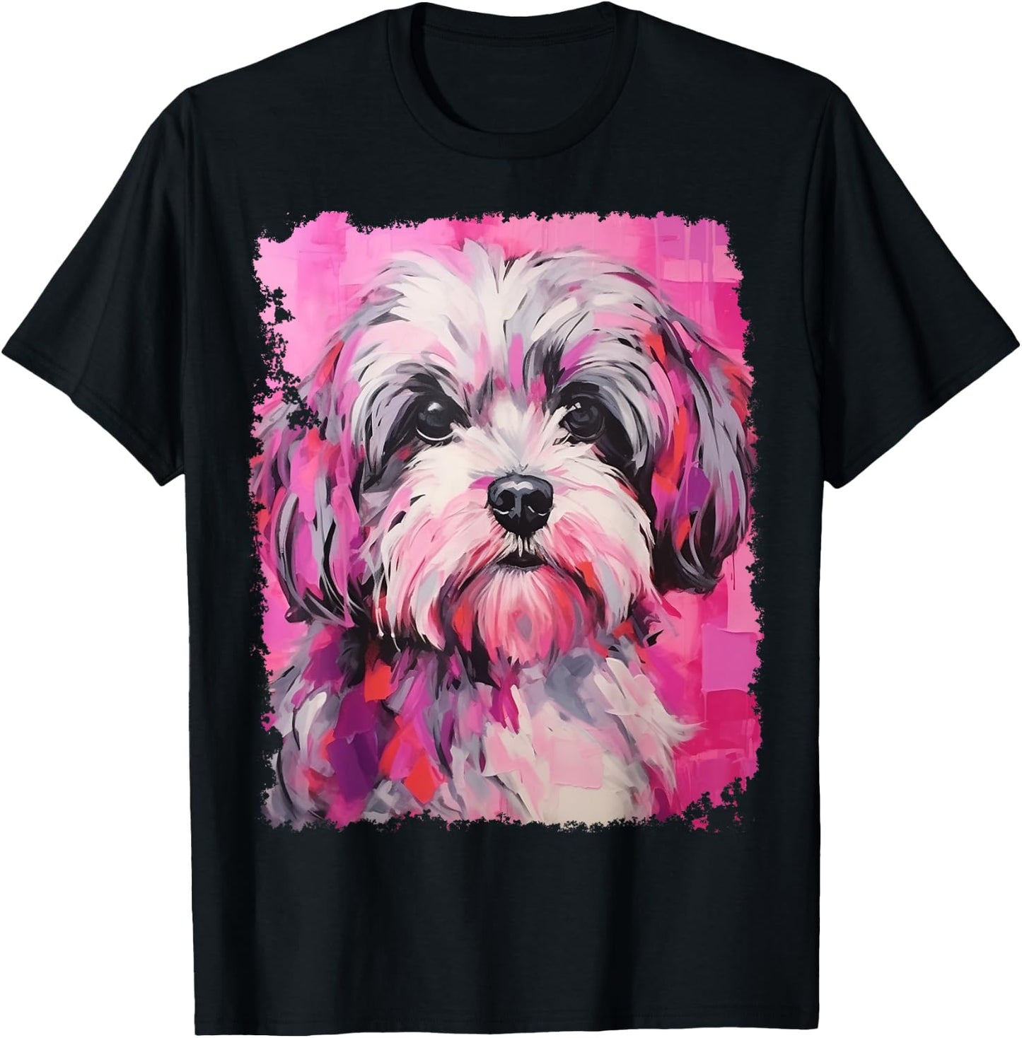 Dog Shih Tzu Pink Women Girls Kids T-Shirt - T-Shirt | Black