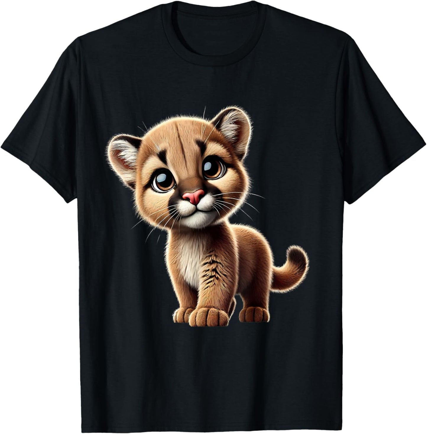 Cute Cougar Cub Adorable Wildlife Art T-Shirt - T-Shirt | Black
