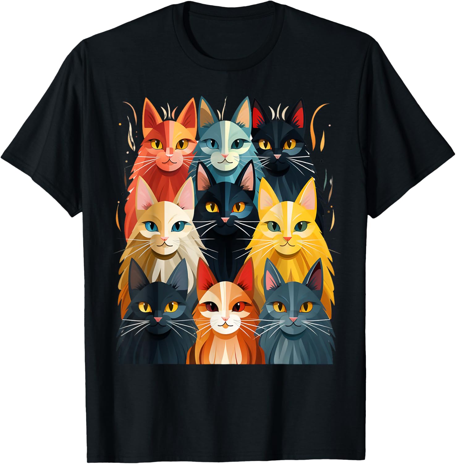 Stylized Vintage Kitten Art Lover Classic Cute Cat T-Shirt - T-Shirt | Black