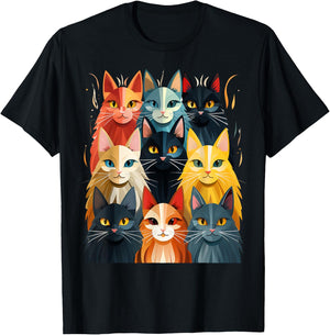 Stylized Vintage Kitten Art Lover Classic Cute Cat T-Shirt - T-Shirt | Black