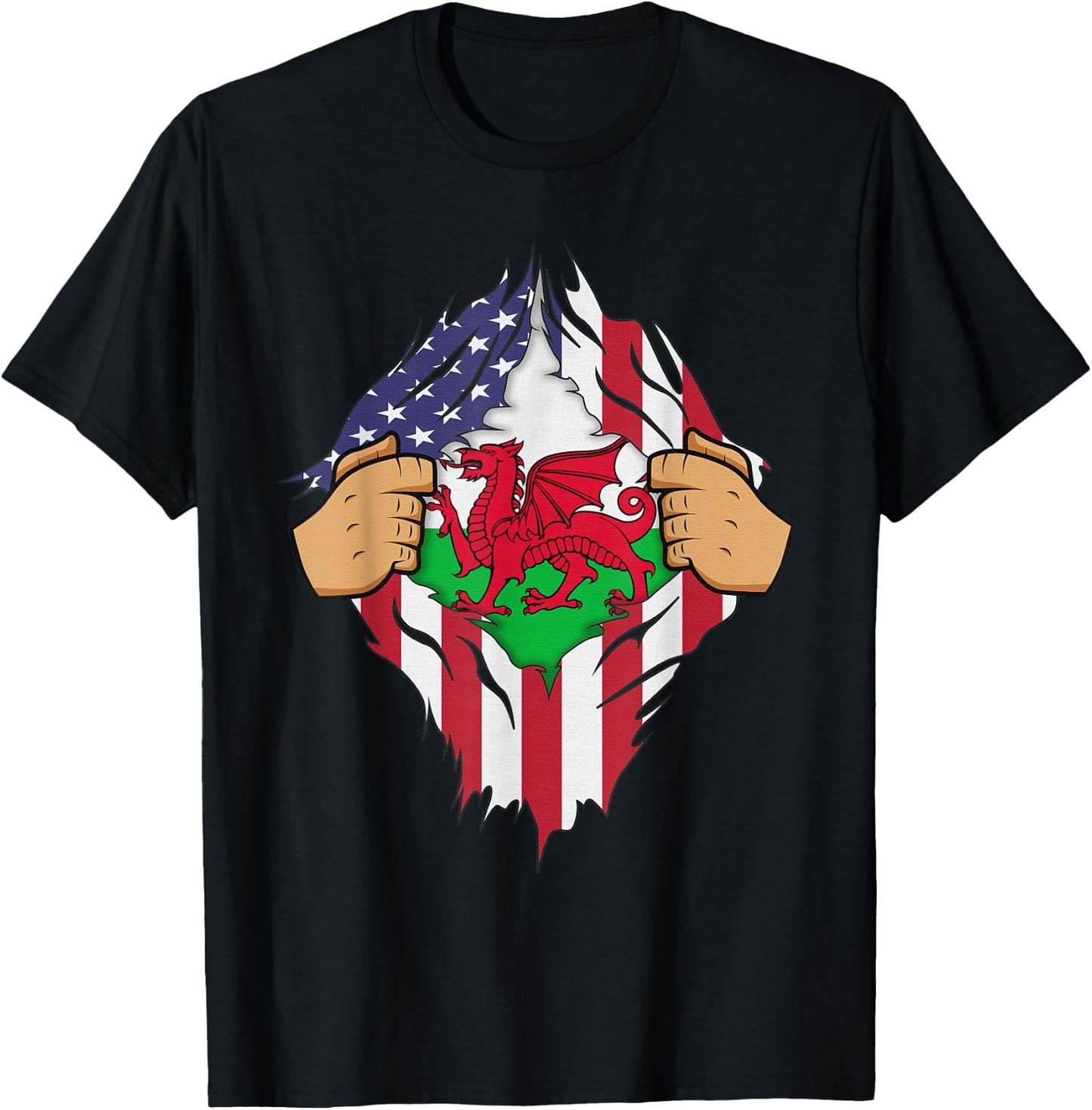 WELSH FLAG WALES Men Women Kids Gift T-Shirt - T-Shirt | Black