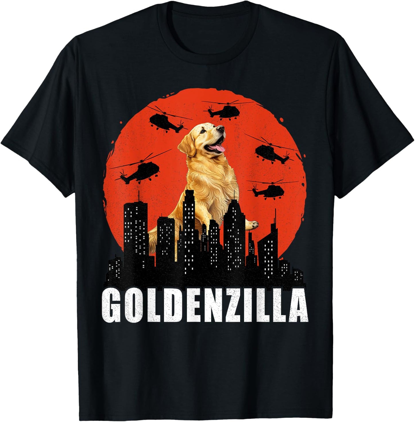 Golden Retriever for Boys Girls Goldenzilla Kaiju T-Shirt - T-Shirt | Black