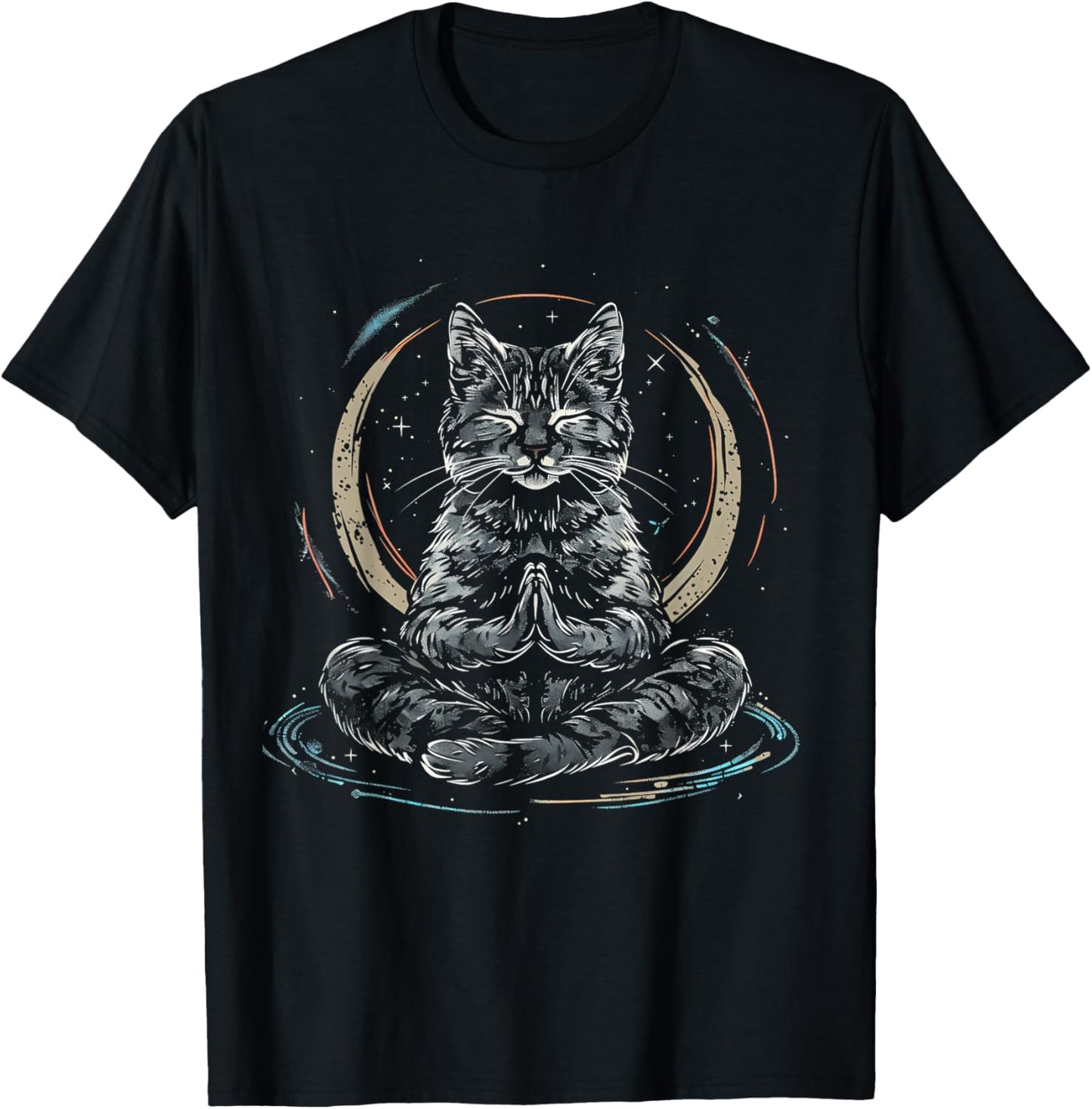 Meditation Cat Yoga Spiritual Hindu Buddhist Zen Buddha T-Shirt - T-Shirt | Black