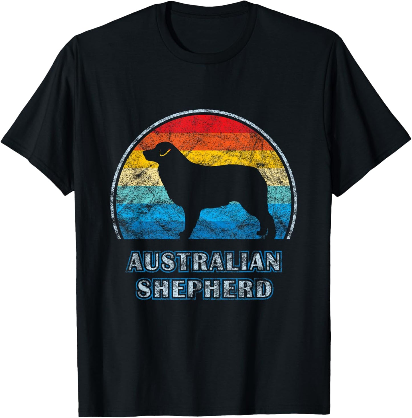Australian Shepherd Vintage Design Dog T-Shirt - T-Shirt | Black
