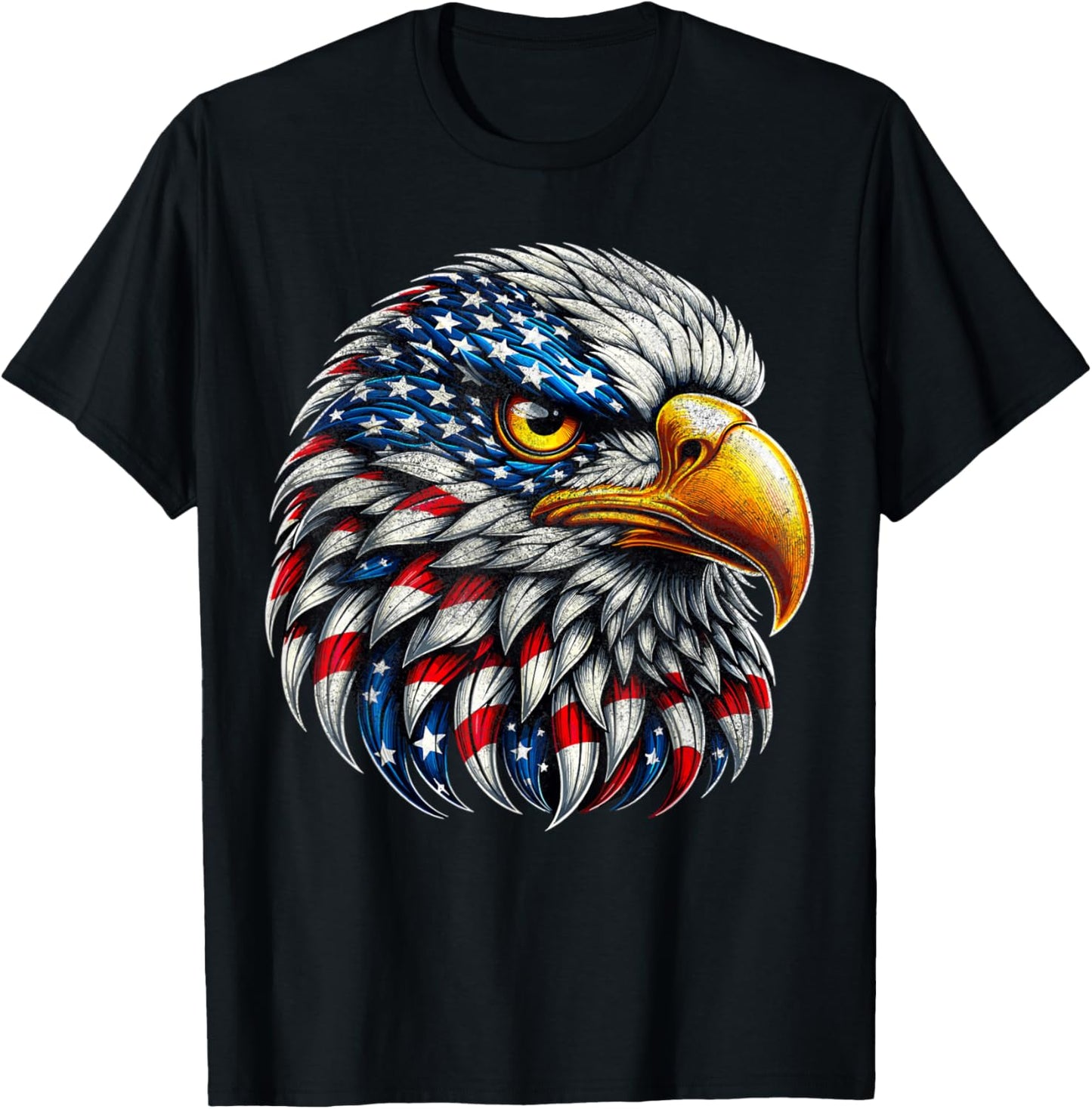 4th Of July Patriotic Eagle USA American Flag Women Kids Men T-Shirt - T-Shirt | Black
