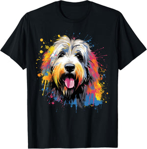 Cute Old English Sheepdog on painted Old English Sheepdog Men Women Kids T-Shirt - T-Shirt | Black