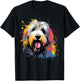 Cute Old English Sheepdog on painted Old English Sheepdog Men Women Kids T-Shirt - T-Shirt | Black