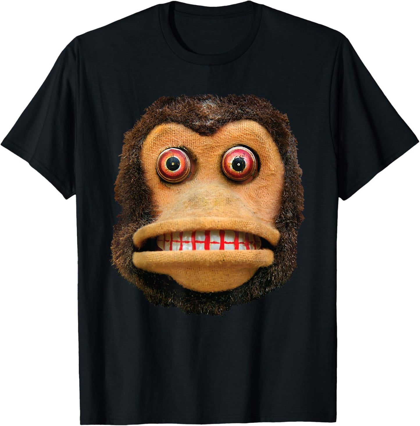 Big Buggy Eyed Monkey Face Cymbal Playing Toy Animal T-Shirt - T-Shirt | Black