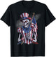 USA Patriotic Scary Skeleton Halloween 4th of July Flag T-Shirt - T-Shirt | Black