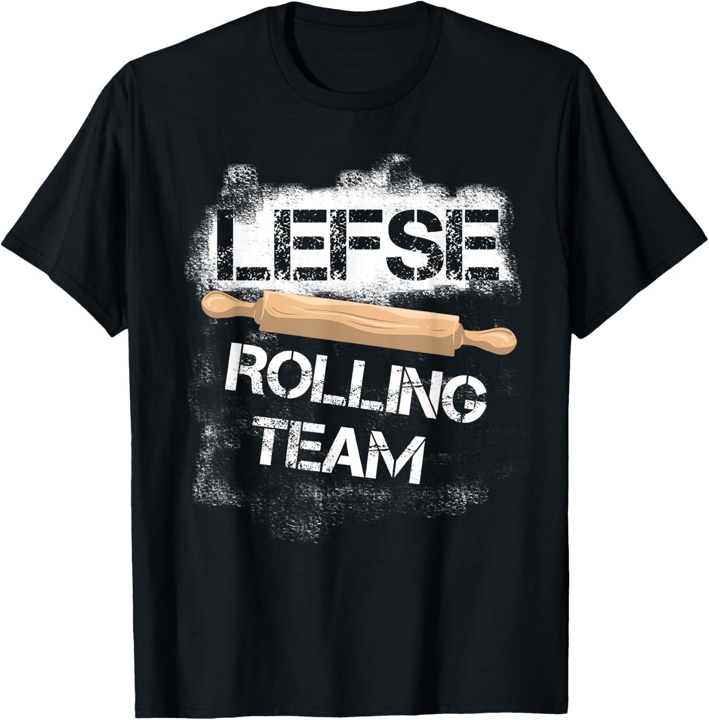 Funny Lefse Rolling Team | Cute Potato Pancakes Cooking Gift T-Shirt - T-Shirt | Black
