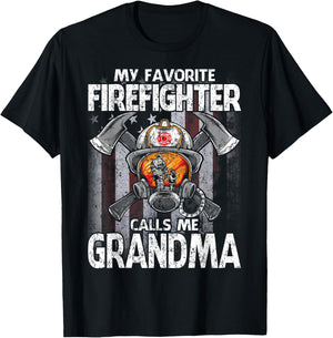 My Favorite Firefighter Calls Me Grandma T-Shirt - T-Shirt | Black