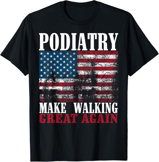 Funny Podiatrist Gift Cool Podiatry American Flag Doctors Girls Kids Men T-Shirt - T-Shirt | Black