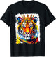 Pop Art Vintage Zoo Animal Tiger Crown King Queen T-Shirt - T-Shirt | Black