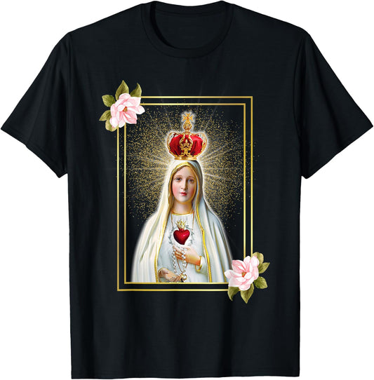 Our Lady of Fatima Immaculate Heart of Blessed Virgin Mary T-Shirt - T-Shirt | Black