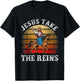 Jesus Take The Reins Rodeo Cowboy Barrel Racing T-Shirt - T-Shirt | Black