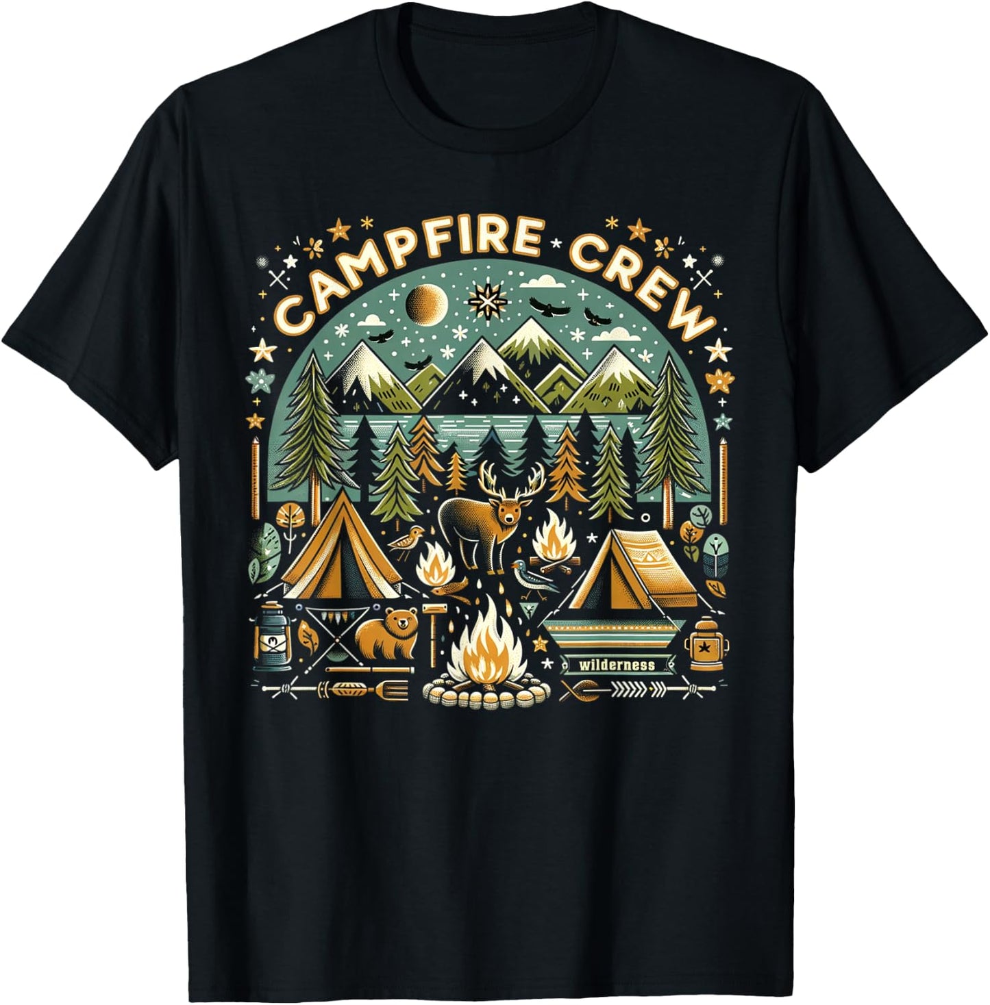Family Camping Trips Campfire Crew T-Shirt - T-Shirt | Black