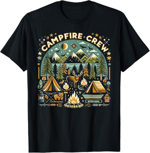 Family Camping Trips Campfire Crew T-Shirt - T-Shirt | Black