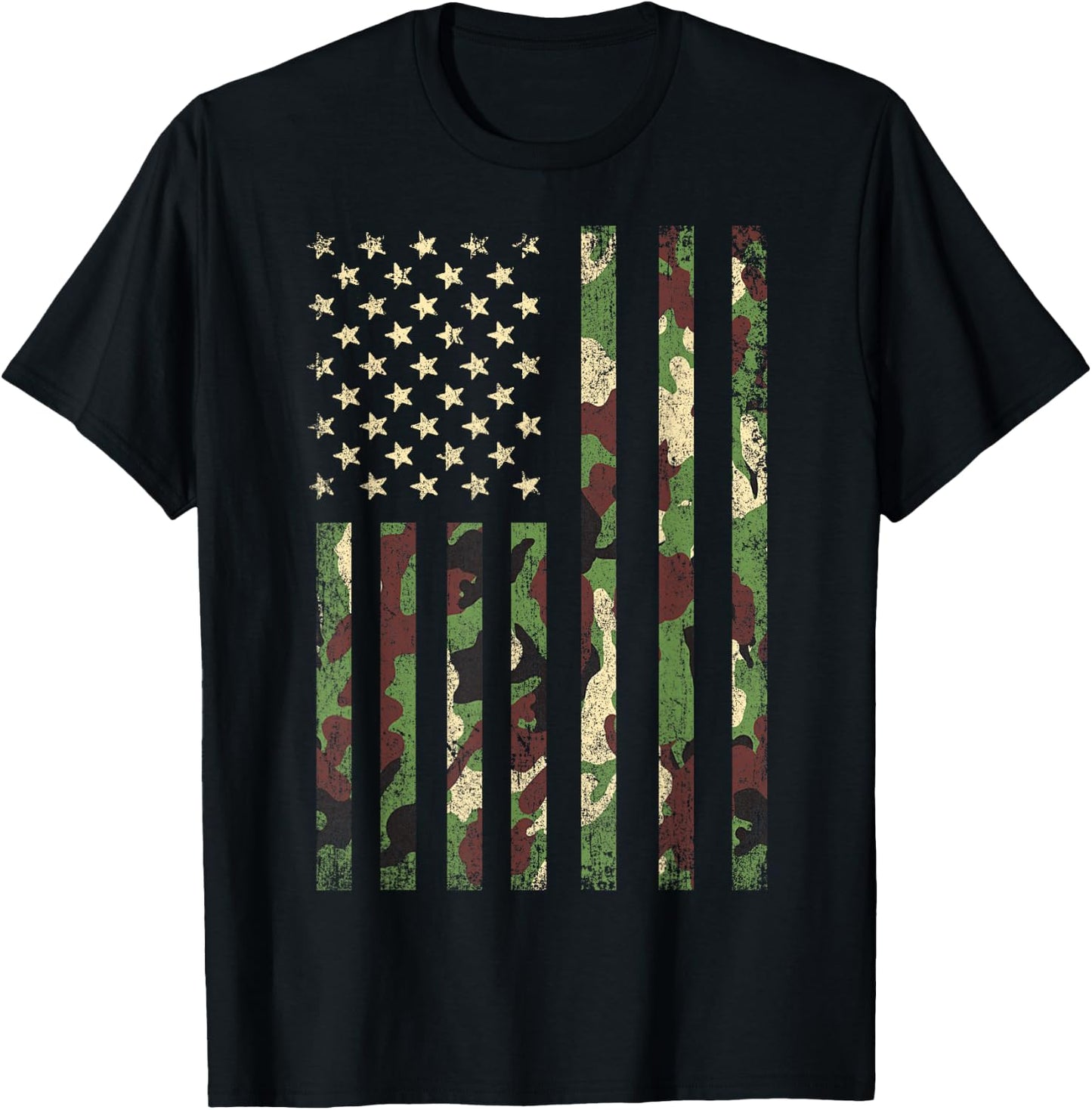 Patriotic USA Flag 4th of July Men Women Boy Girl Camouflage T-Shirt - T-Shirt | Black