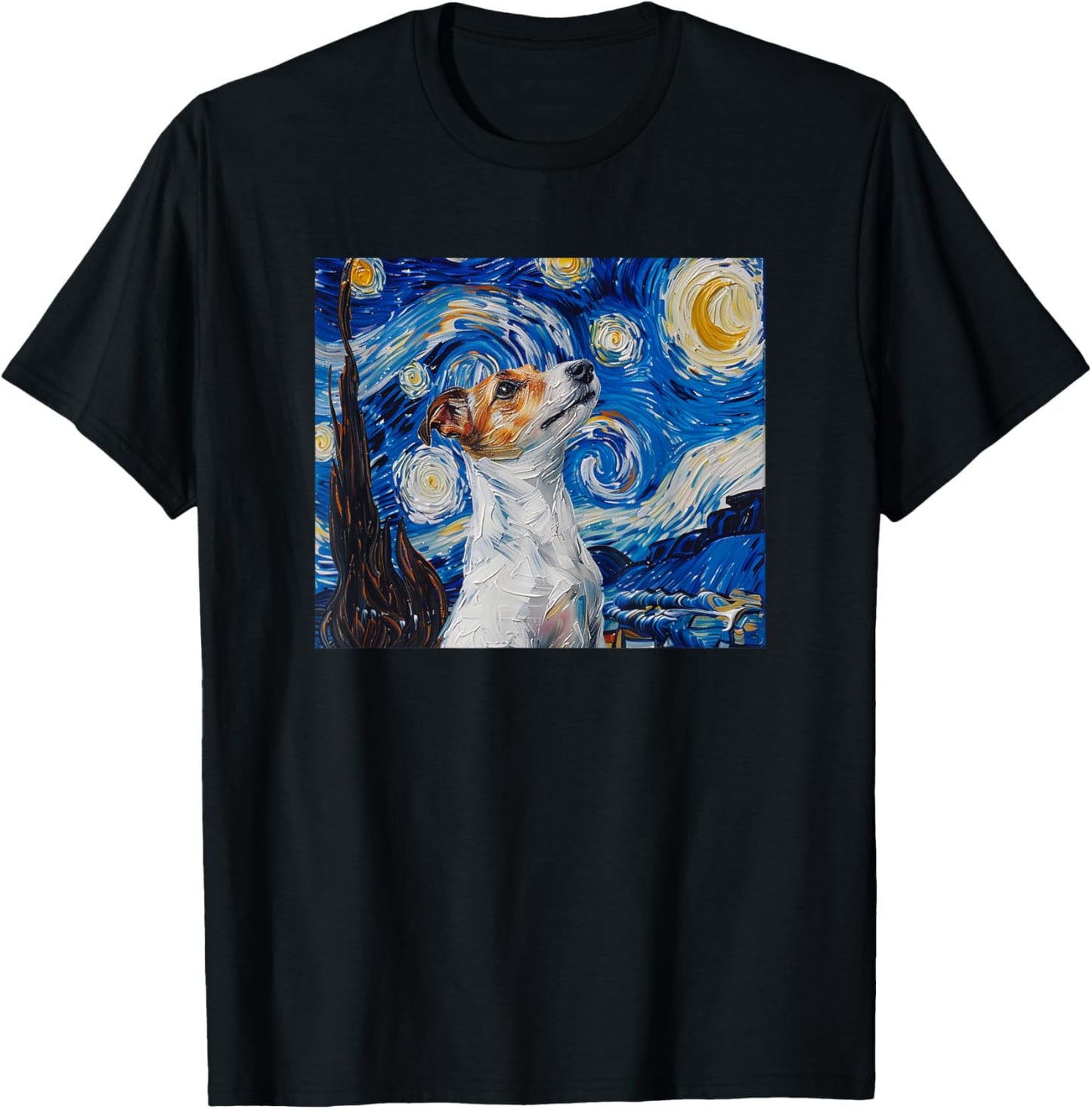 JRT Dog Lover Starry Night Jack Russell Lover T-Shirt - T-Shirt | Black