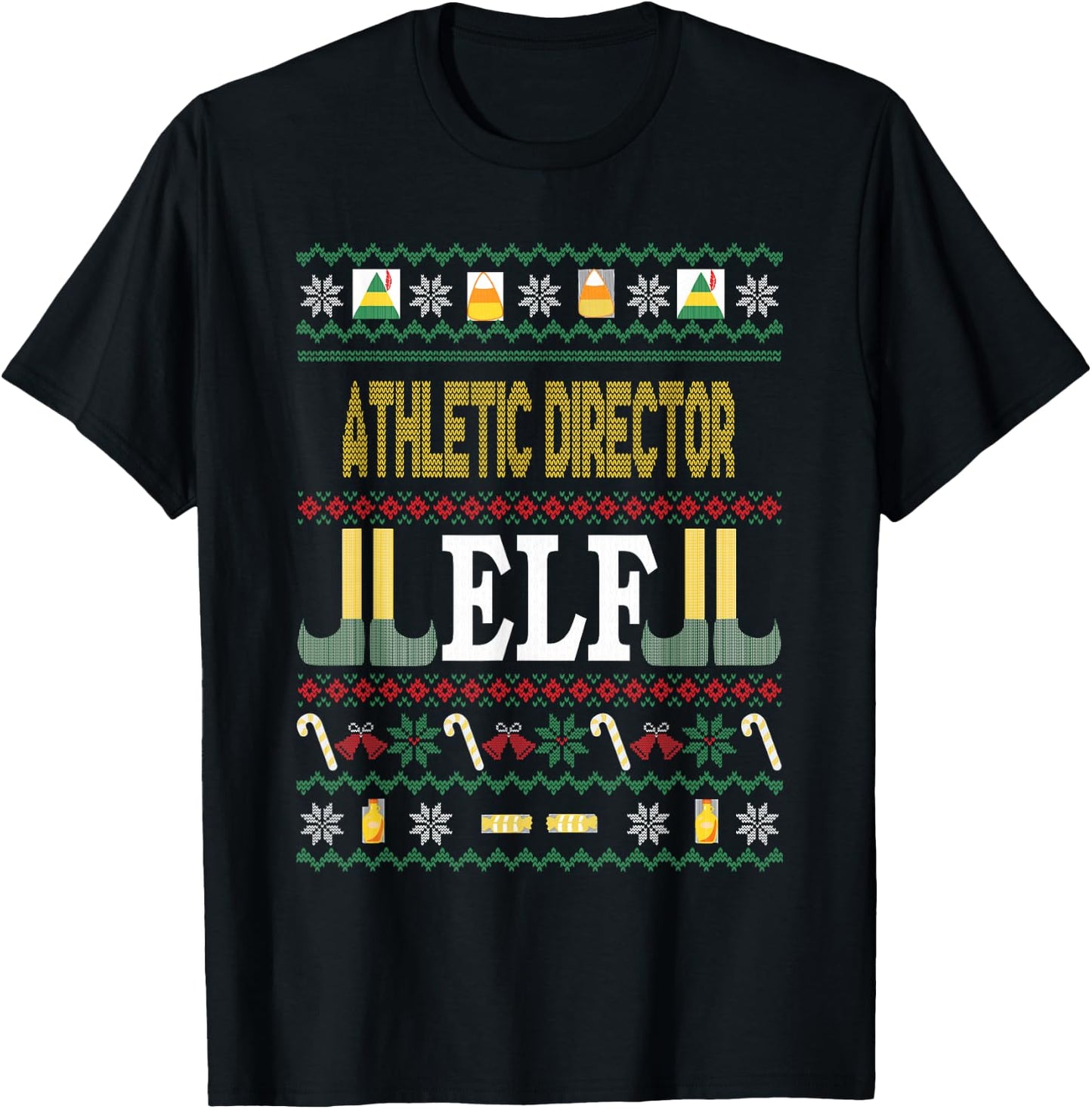 Athletic Director Elf Funny Christmas Gift T-Shirt - T-Shirt | Black