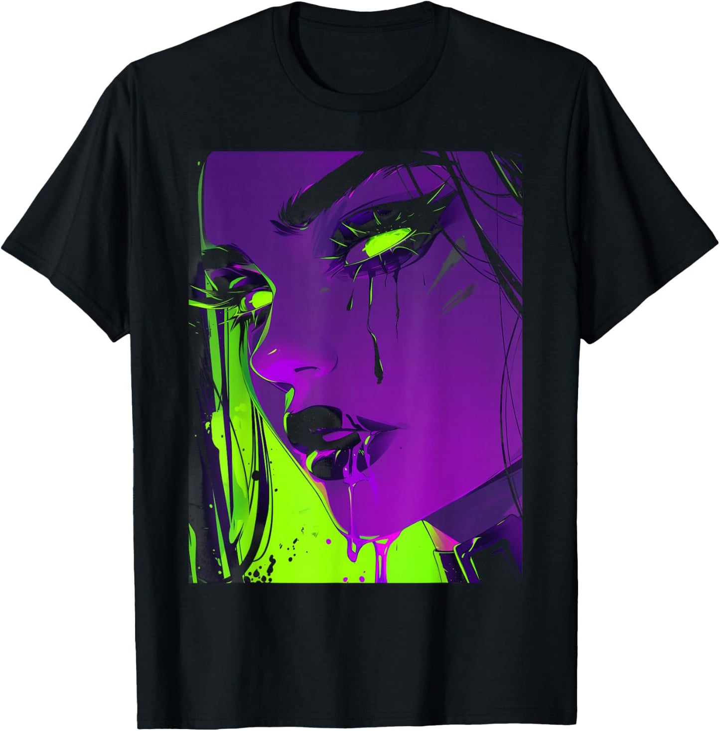 Cybergoth Cybercore Grunge Punk Goth Girl Alt Anime Manga T-Shirt - T-Shirt | Black