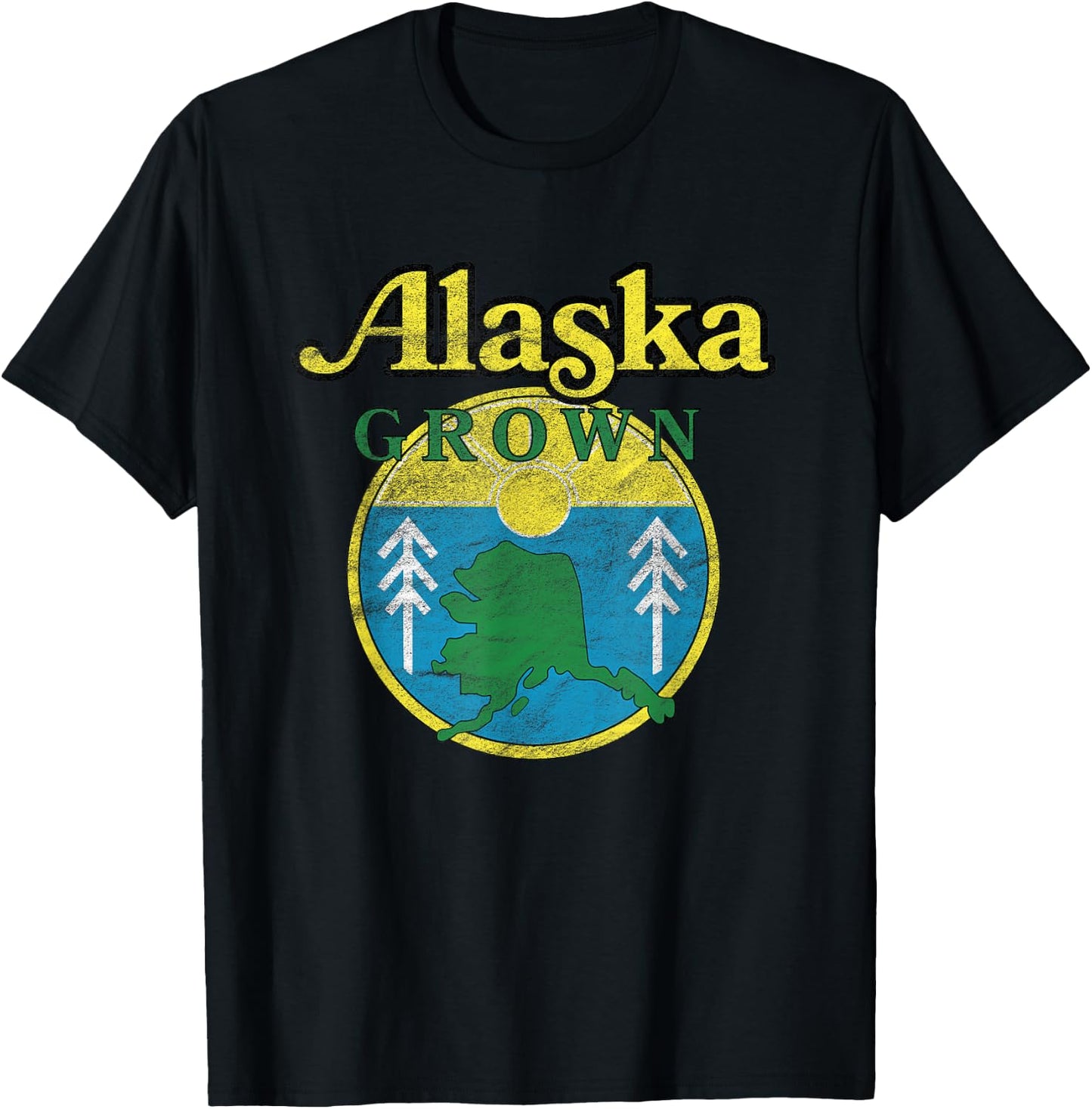 Vintage Retro Alaska Grown T-Shirt - T-Shirt | Black