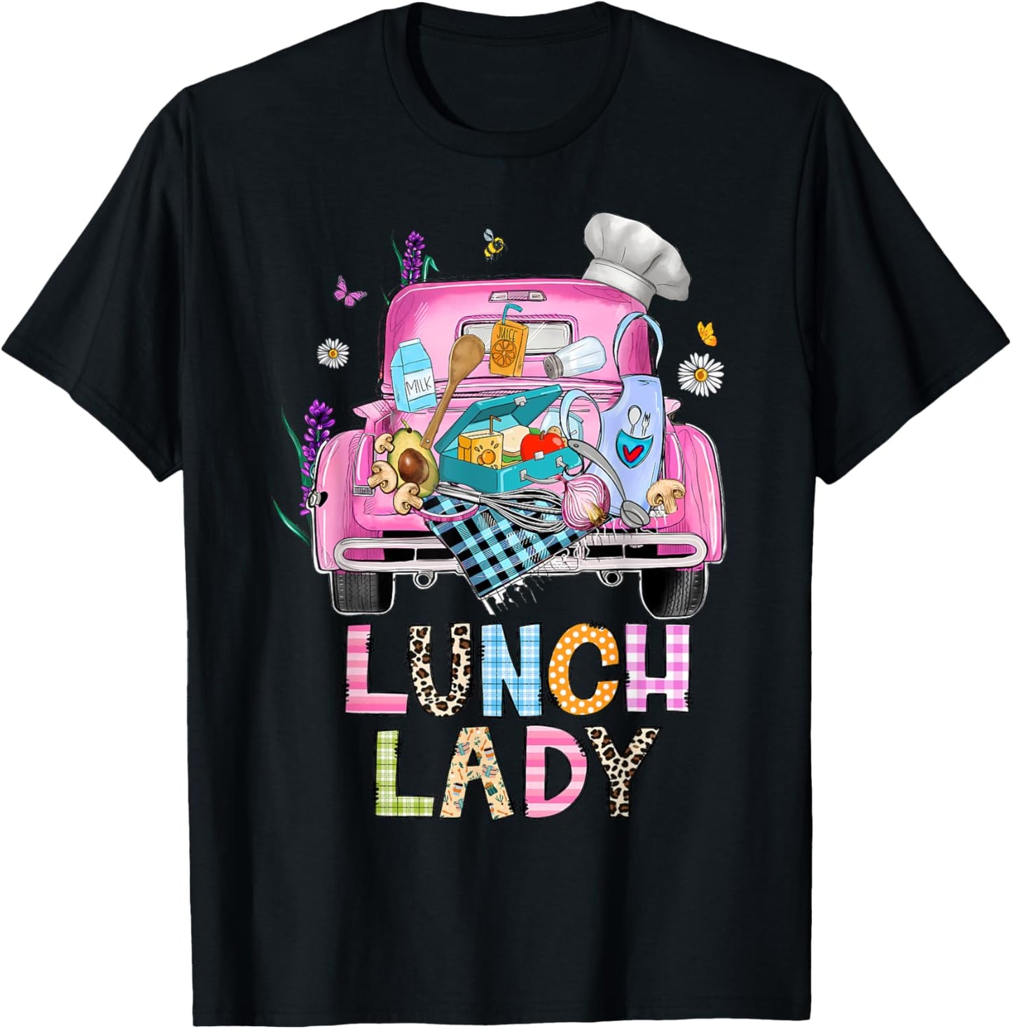 Lunch Lady Cute Truck Lunch Ladies Squad Cafeteria Crew T-Shirt - T-Shirt | Black