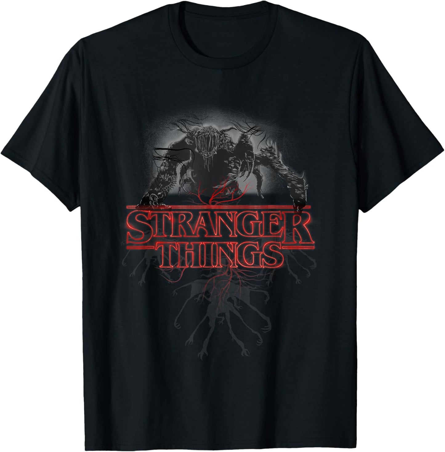 Stranger Things Demogorgon Glow Logo T-Shirt - T-Shirt | Black