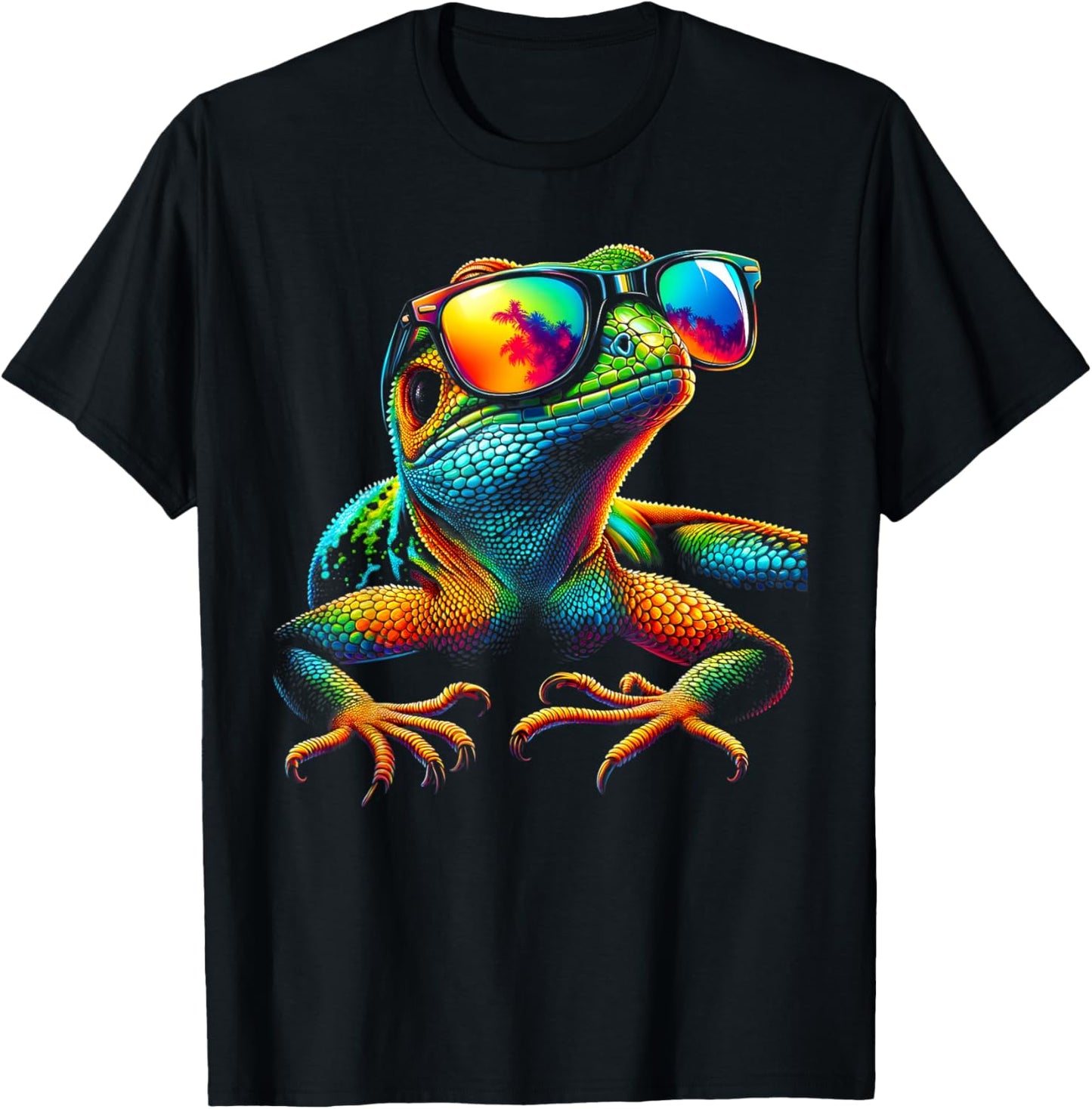 Funny Lizard with Sunglasses for Iguana & Reptiles Lovers T-Shirt - T-Shirt | Black