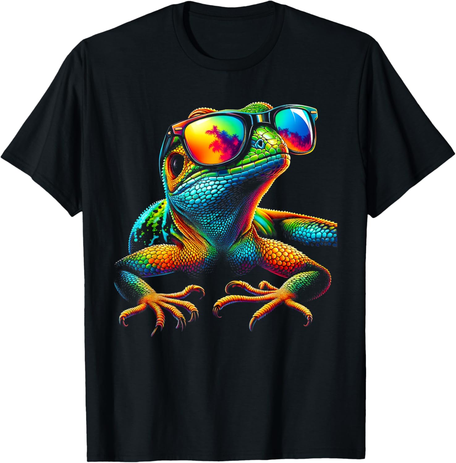 Funny Lizard with Sunglasses for Iguana & Reptiles Lovers T-Shirt - T-Shirt | Black