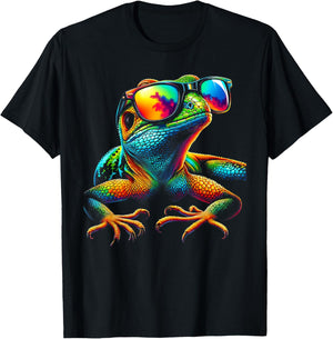 Funny Lizard with Sunglasses for Iguana & Reptiles Lovers T-Shirt - T-Shirt | Black
