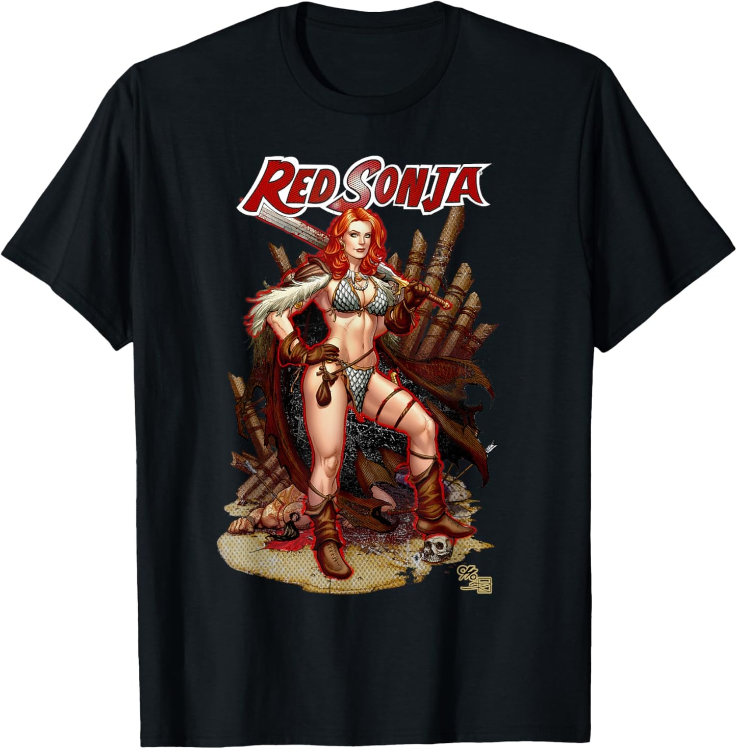 Frank Cho Comic Cover Art Hyrkania Warrior Queen T-Shirt - T-Shirt | Black