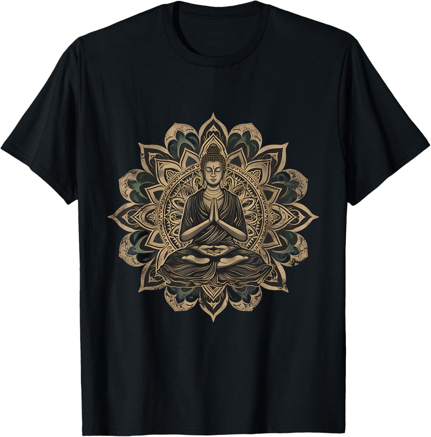 Meditation Zen Buddha Buddhist Hindu Mandala Spiritual T-Shirt - T-Shirt | Black