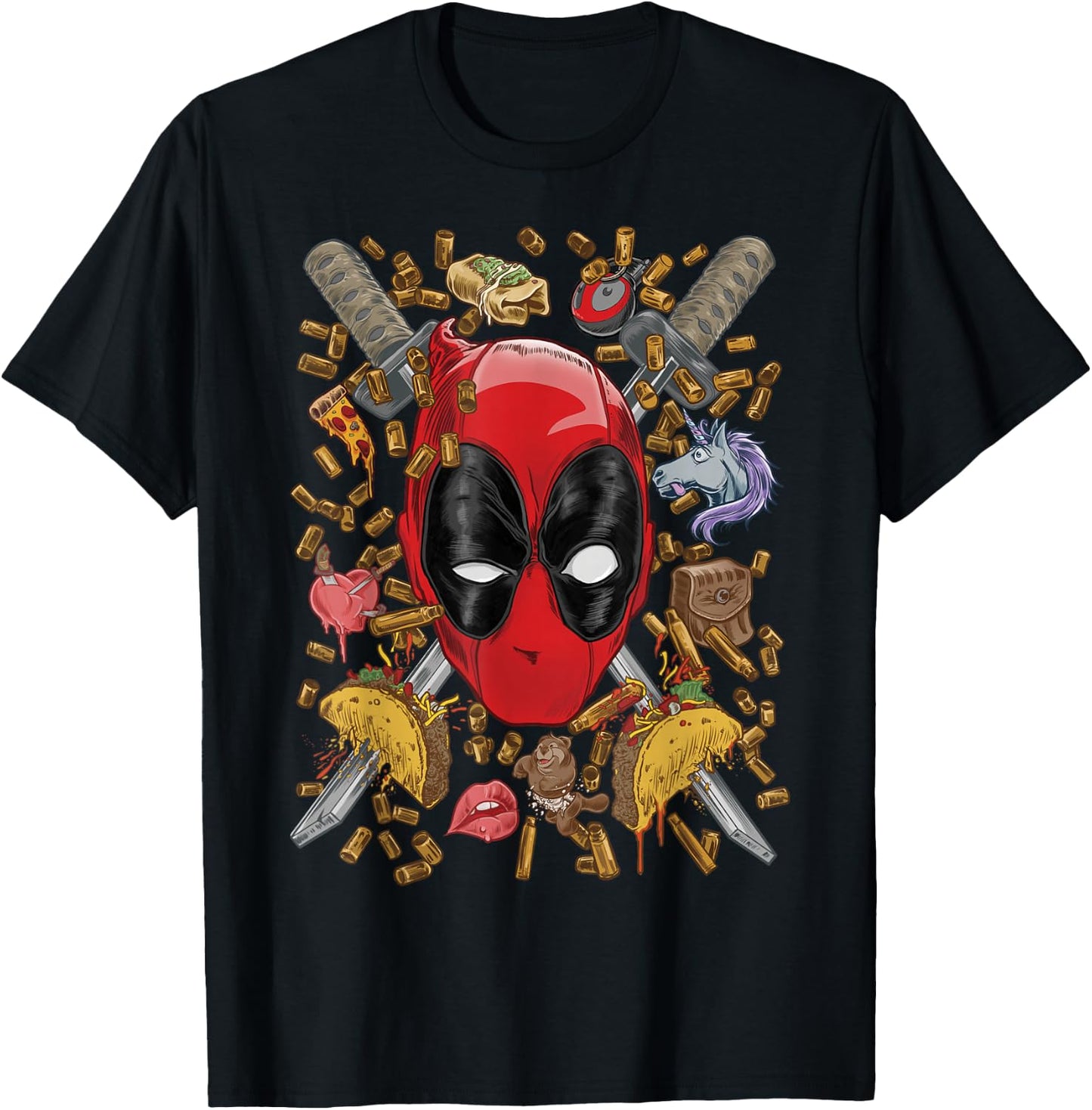 Marvel Deadpool Crossed Swords Mashup T-Shirt - T-Shirt | Black