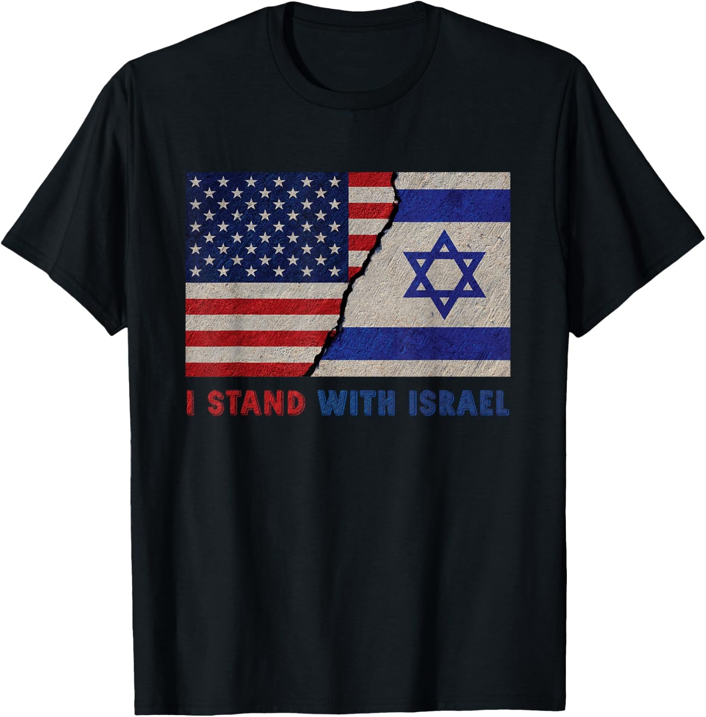 I Stand with Israel Patriotic USA and Israel Flag T-Shirt - T-Shirt | Black