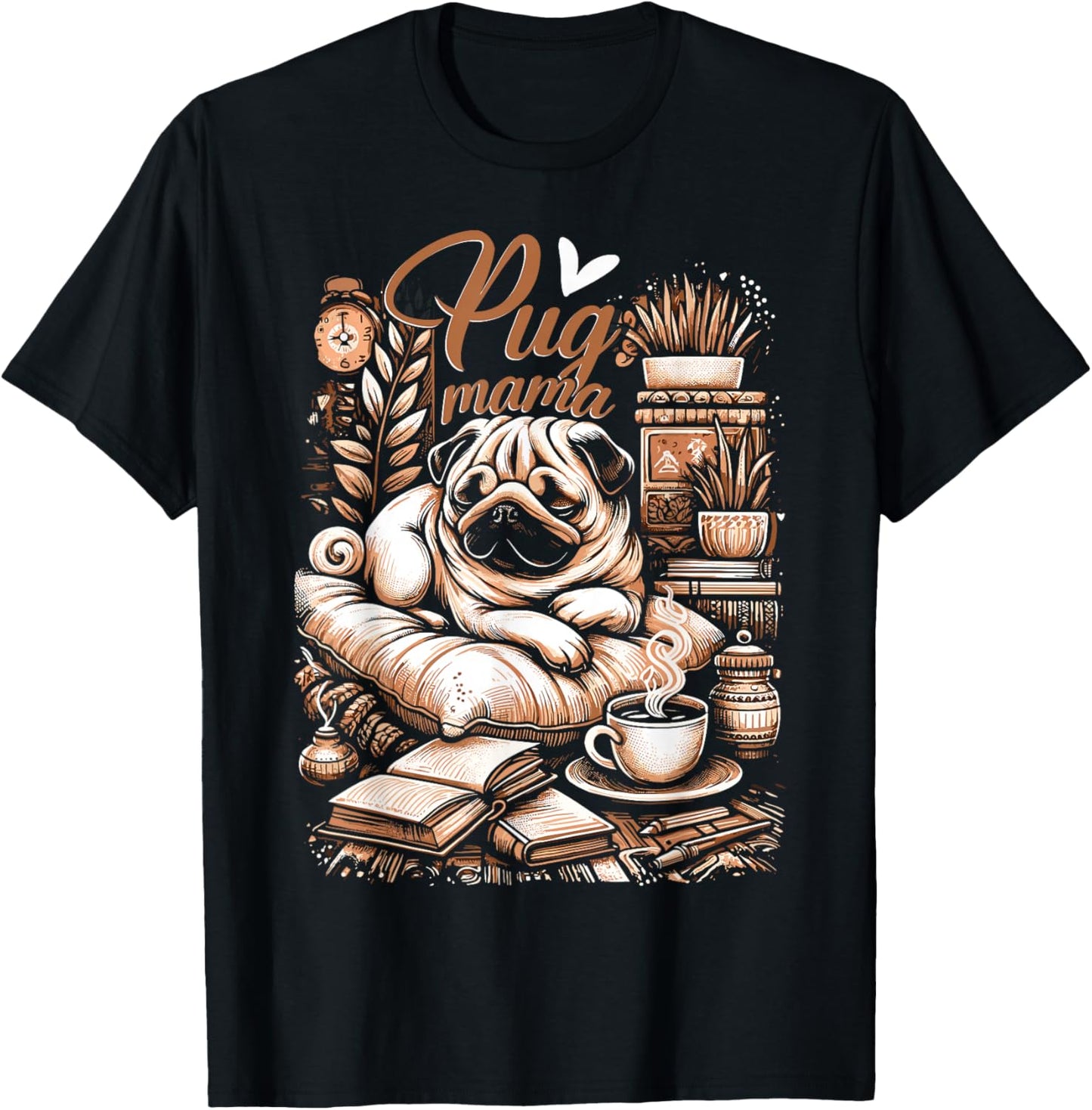 Pug Mama Pug Mom Puppy T-Shirt - T-Shirt | Black
