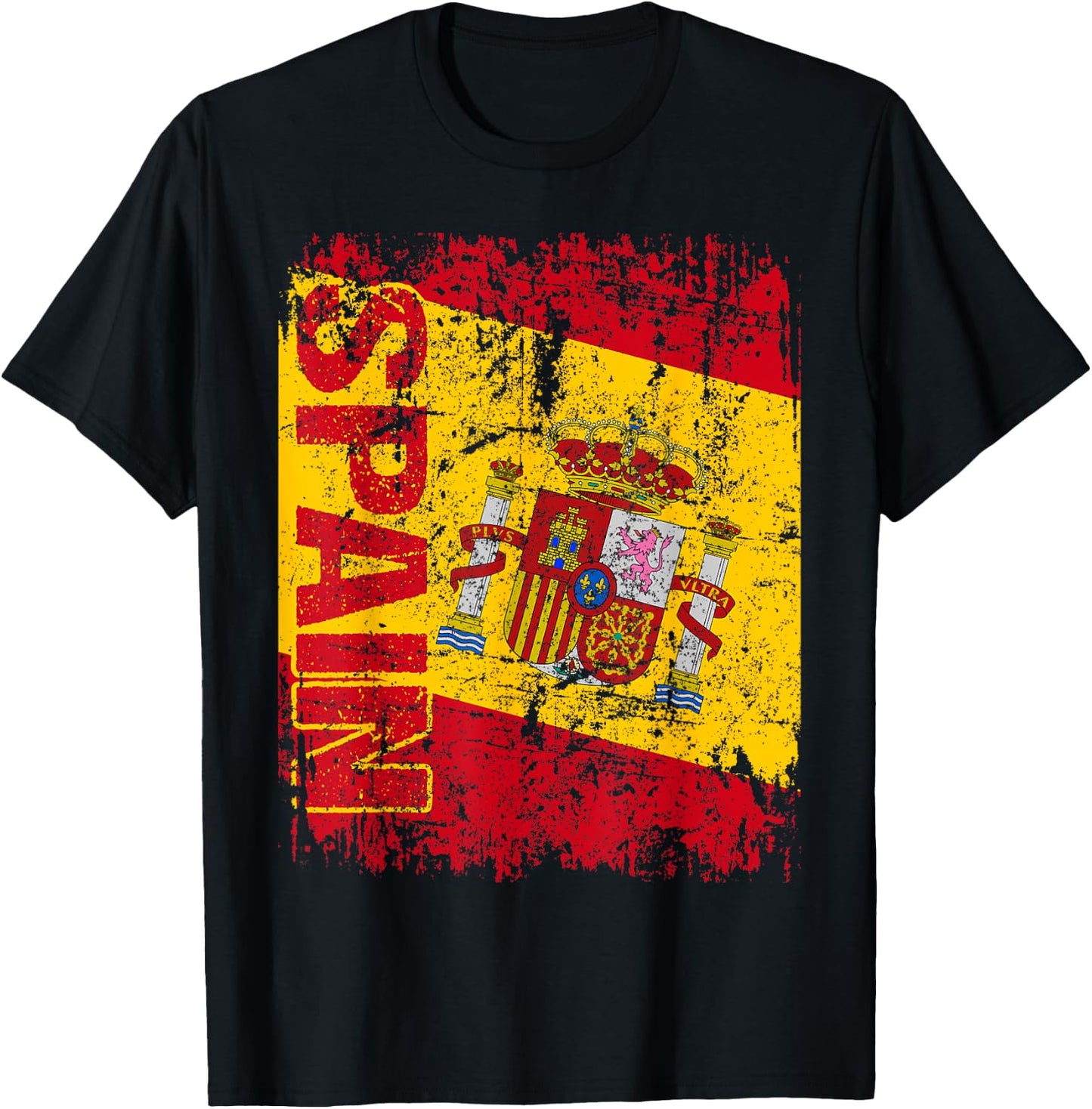 SPAIN Flag Vintage Distressed SPAIN T-Shirt - T-Shirt | Black