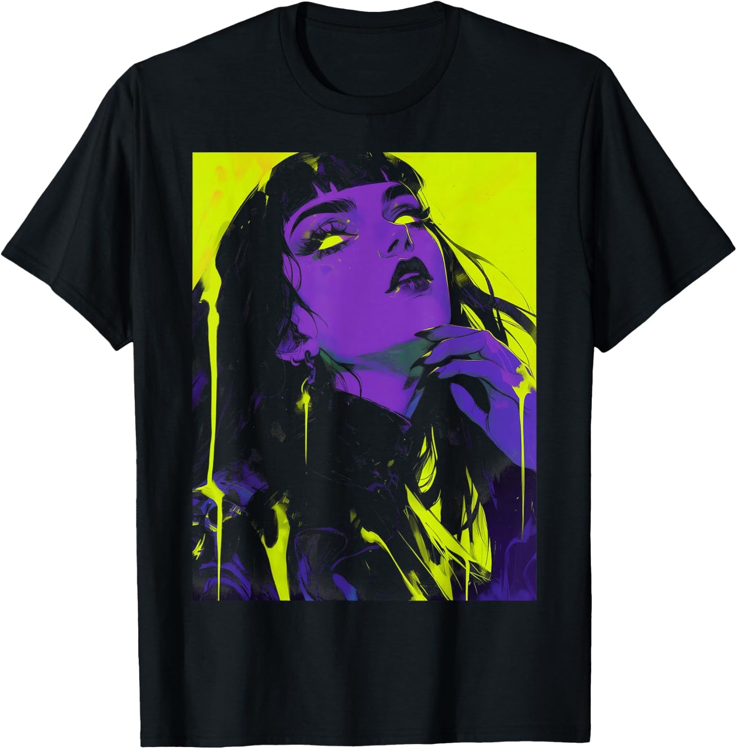 Cybergoth Cybercore Grunge Punk Goth Girl Alt Anime Manga T-Shirt - T-Shirt | Black