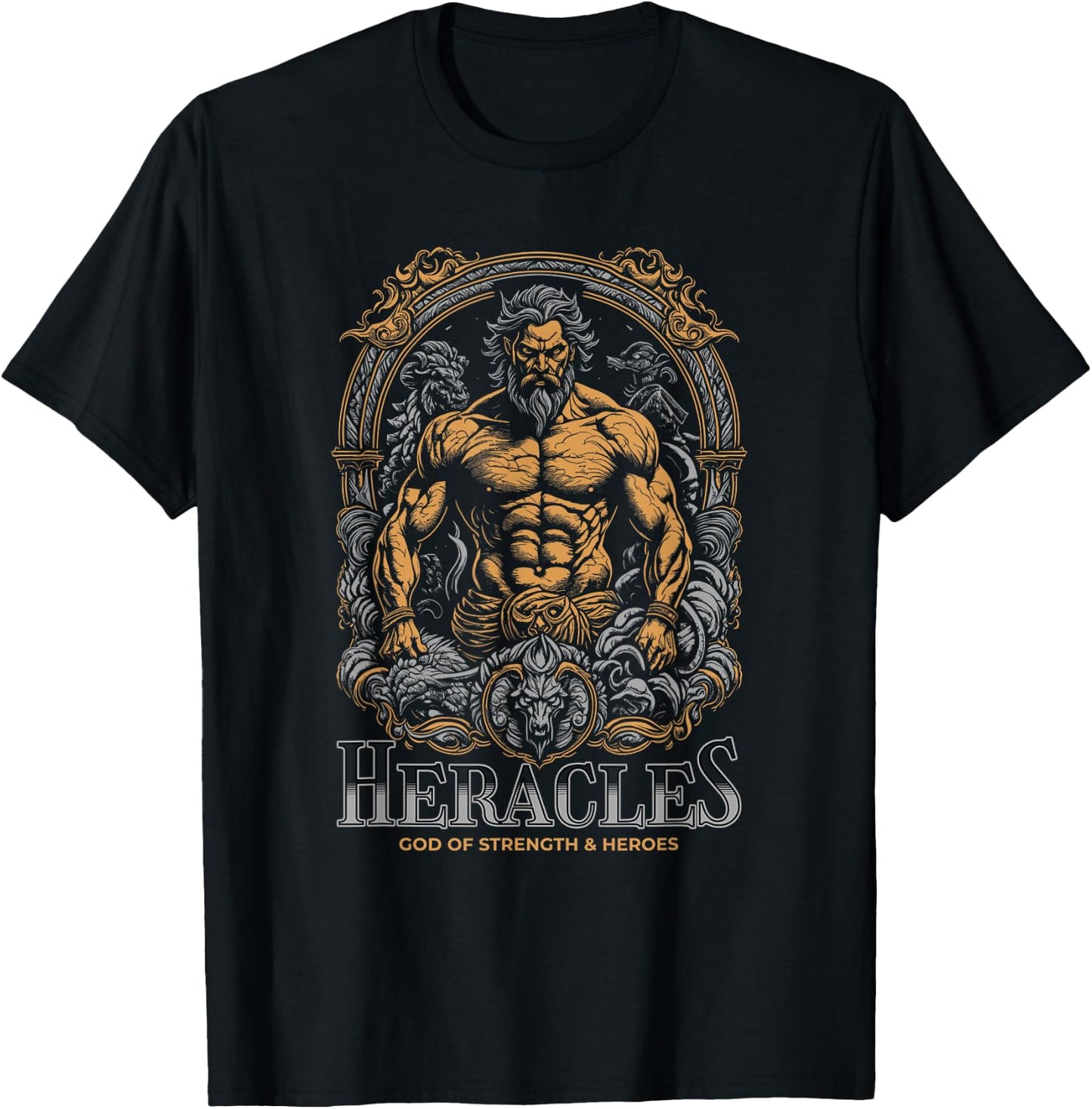 Heracles God of Strength and Heroes Greek Mythology T-Shirt - T-Shirt | Black