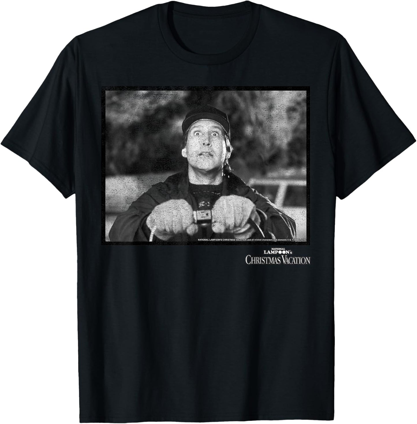 National Lampoon's Christmas Vacation Clark Black & White,Short Sleeve T-Shirt - T-Shirt | Black
