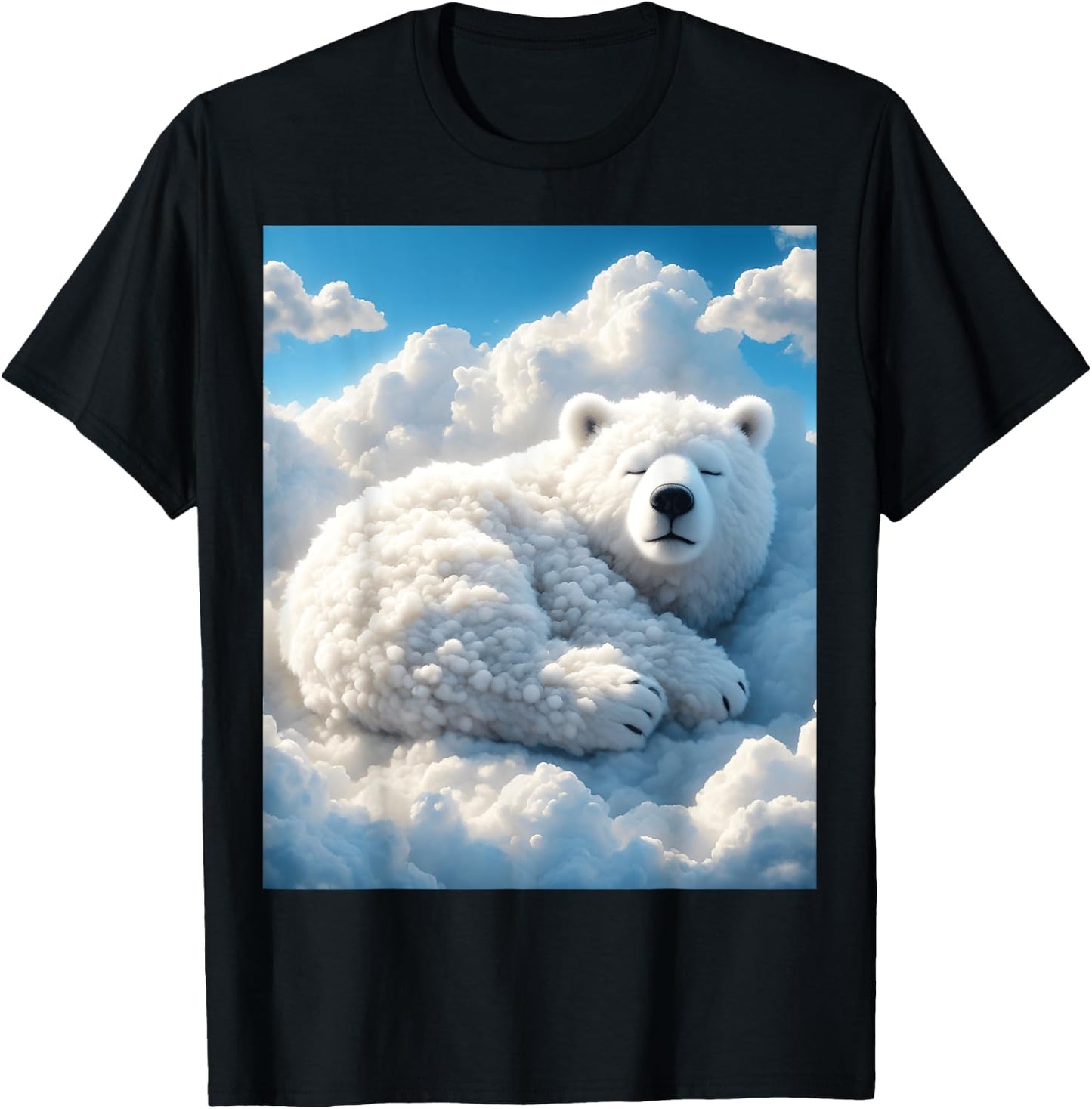 Fantasy Cute Bear Clouds Sky T-Shirt - T-Shirt | Black