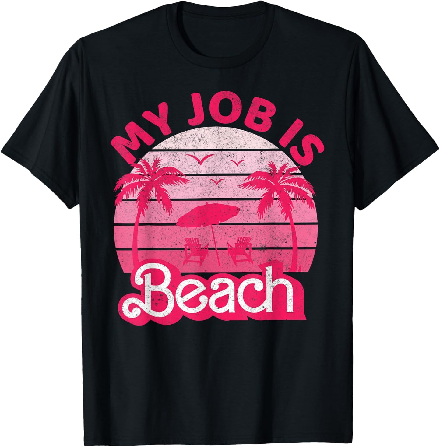 My Job Is Beach Retro Vintage Funny Gift Beach Jobs Women T-Shirt - T-Shirt | Black