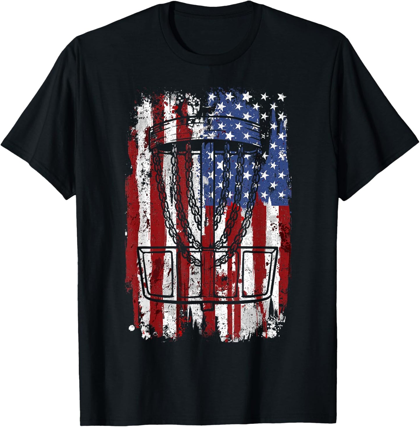 Disc golf Disc golfer player American USA T-Shirt - T-Shirt | Black