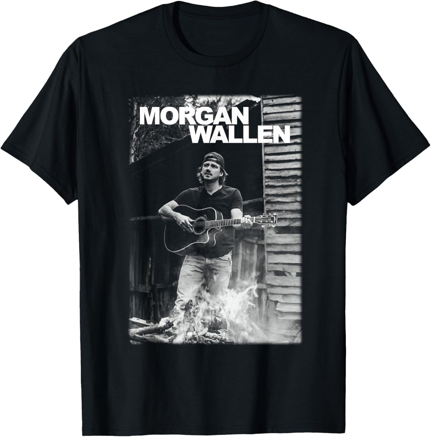 Official Morgan Wallen Guitar Photo T-Shirt - T-Shirt | Black
