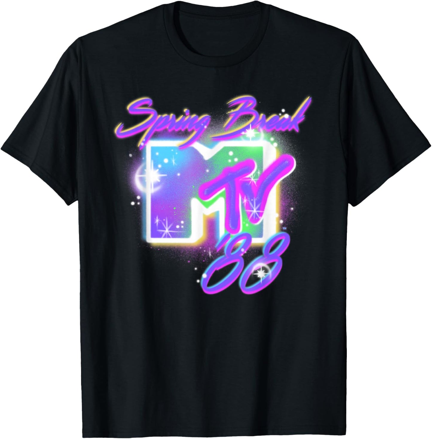 MTV Spring Break '88 Airbrushed Text T-Shirt - T-Shirt | Black