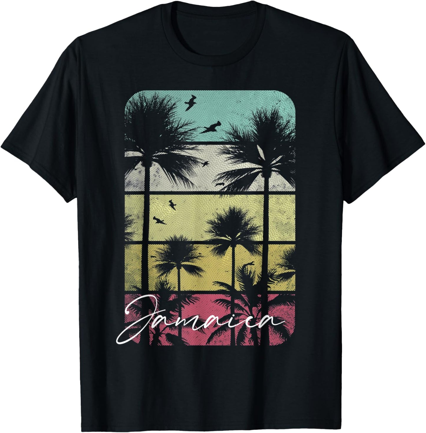 Jamaica Retro Vintage Beach Surf Surfing Cruise Sunset Women Kids T-Shirt - T-Shirt | Black
