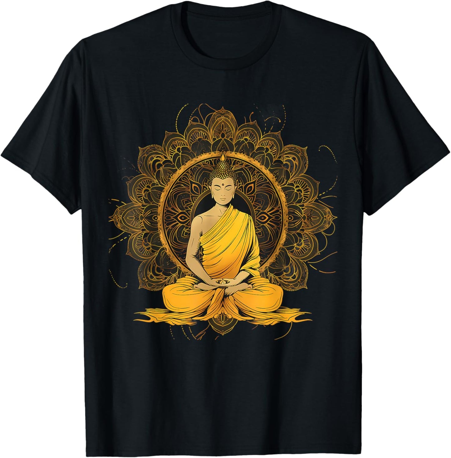 Zen Buddha Meditation Hindu Spiritual Mandala Buddhist T-Shirt - T-Shirt | Black