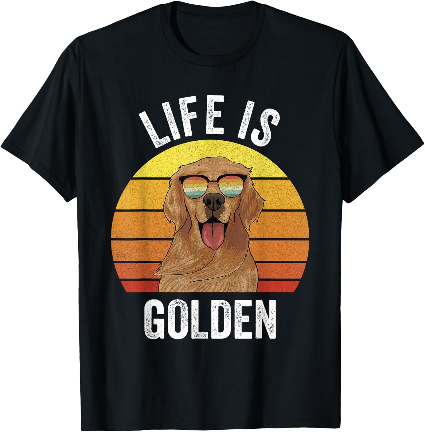Retro Life Is Golden Shirt Golden Retriever Gifts Funny Dog T-Shirt - T-Shirt | Black