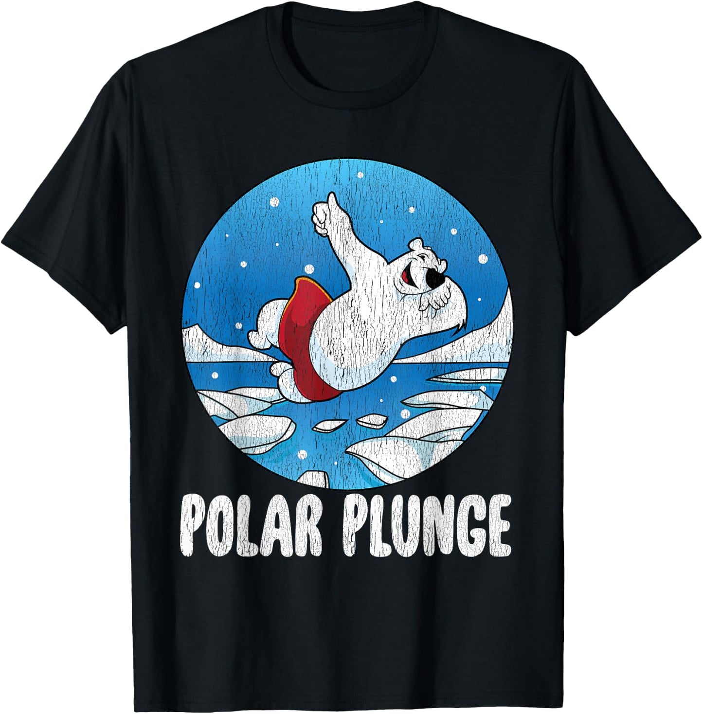 Polar Plunge Ice Jump Funny Polar Bear Winter Swimming T-Shirt - T-Shirt | Black