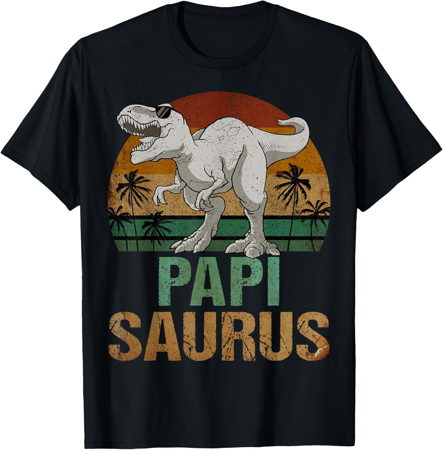 Papisaurus T Rex Dinosaur Papi Saurus Father's Day T-Shirt - T-Shirt | Black